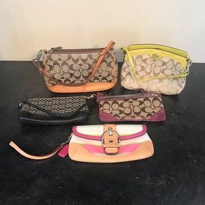 Lot of 5 Authentic Coach Wristlets